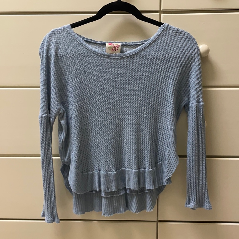 Blue Girls Waffleknit Longsleeve